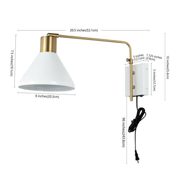 Max 20.5" Swing Arm Modern Midcentury Iron USB Charging Port LED Sconce - JONATHAN Y